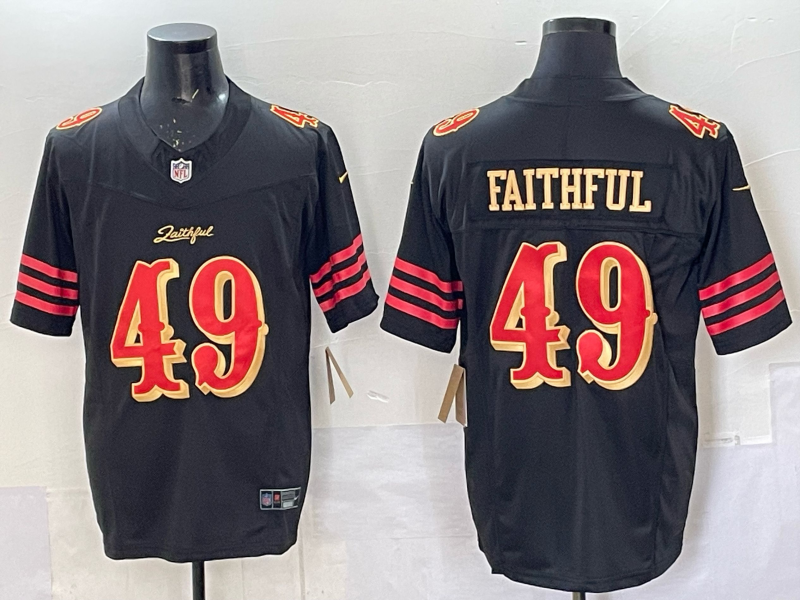 Men San Francisco 49ers #49 Faithful black 2025 Nike NFL Jersey 001